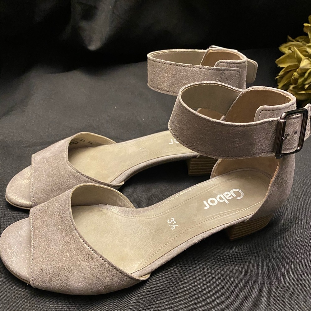 Gabor-Mini heel,double strap silver-Size:3-1/2